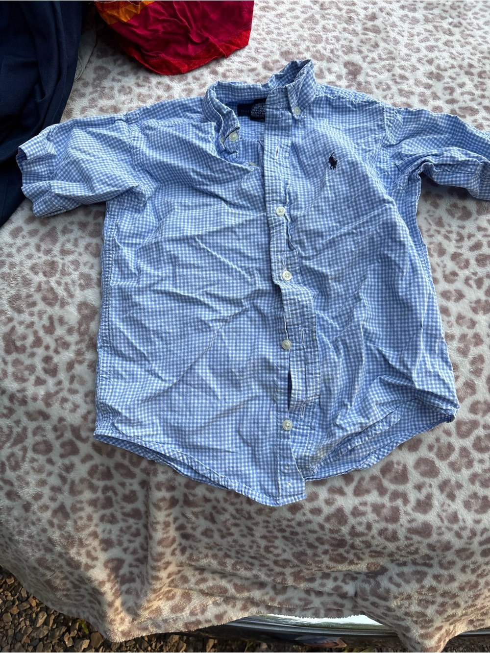 Ralph Lauren Blue Gingham Button-Down Shirt Boys Size 5